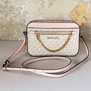 Michael Kors Jet Set Item Chain Shoulder Crossbody Bag MK Vanilla Pink